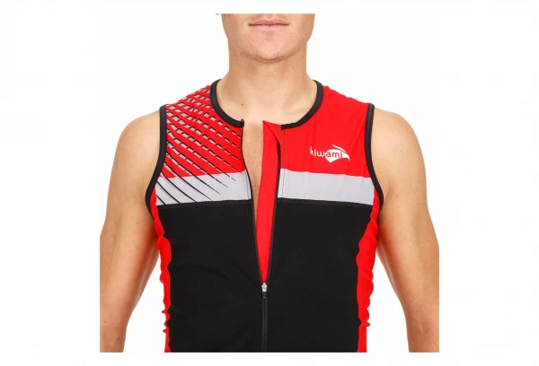 Kiwami PRIMA 2 TOP Mouwloos Triathlon Top Zwart Rood - Image 2