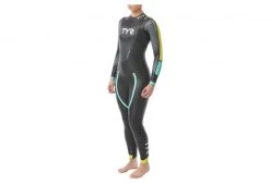 TYR Hurricane Cat 2 Dames Triathlon Wetsuit Zwart/Geel/Turquoise