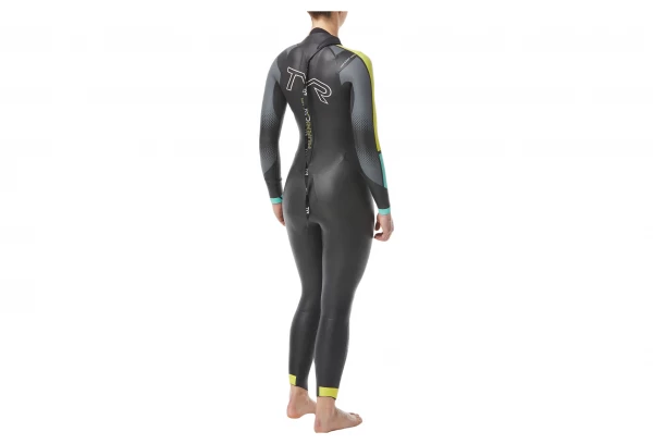 TYR Hurricane Cat 2 Dames Triathlon Wetsuit Zwart/Geel/Turquoise - Image 2