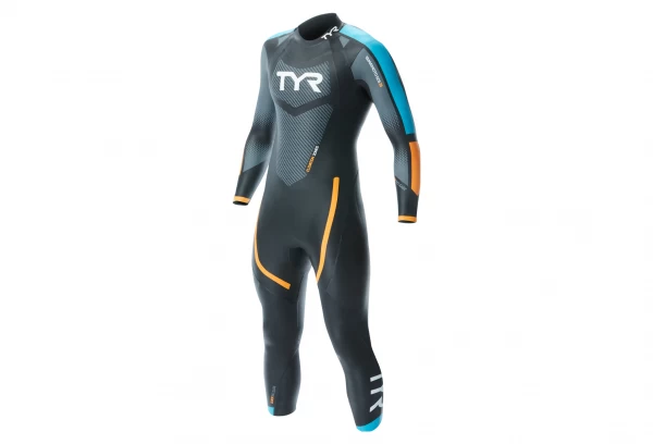 TYR Hurricane Cat 2 Triathlon Wetsuit Black/Blue/Orange - Image 3