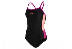 Speedo Dive Women's 1-Piece Swimsuit Thin Straps Muscleback Black Orange
