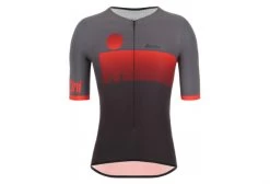 Santini X Ironman Audax Aero Tri Short Sleeve Jersey Zwart / Rood