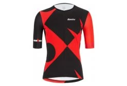Santini X Ironman CUPIO Triathlon Jersey Korte Mouw Zwart / Rood
