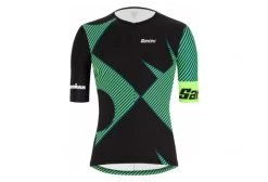 Santini X Ironman CUPIO Triathlon Jersey Korte Mouw Zwart / Groen
